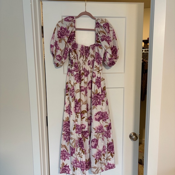 Abercrombie & Fitch Emerson Poplin Puff Sleeve Midi Dress - Picture 2 of 3